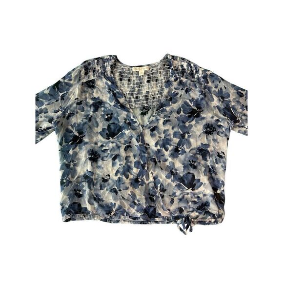 Chelsea and Violet blue floral boho long sleeve shirt size medium - Picture 3 of 7